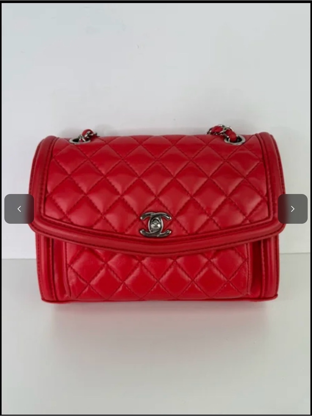 CHANEL Red Quilted Leather Shoulder Bag with Silver Hardware